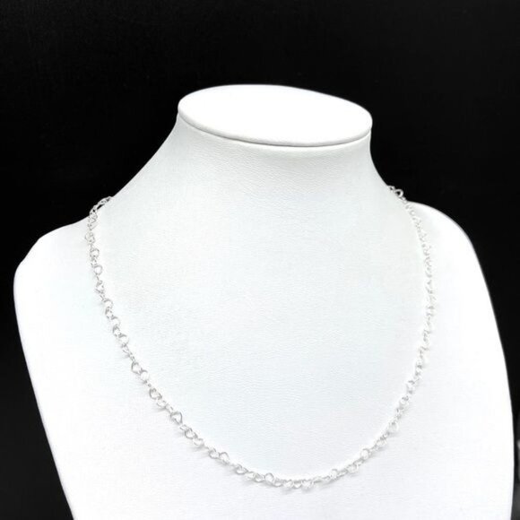 24” Sterling Silver Heart Chain Link Necklace Solid 925 Italy Italian Hearts - Picture 7 of 7